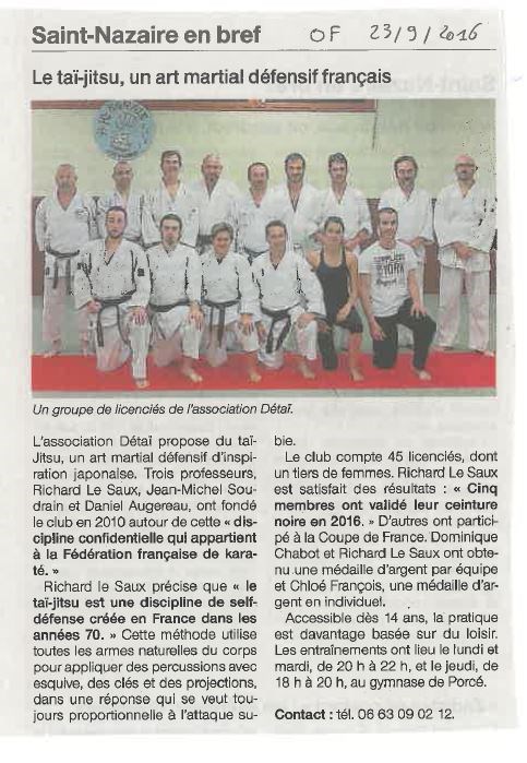 OUEST FRANCE 23.09.2016